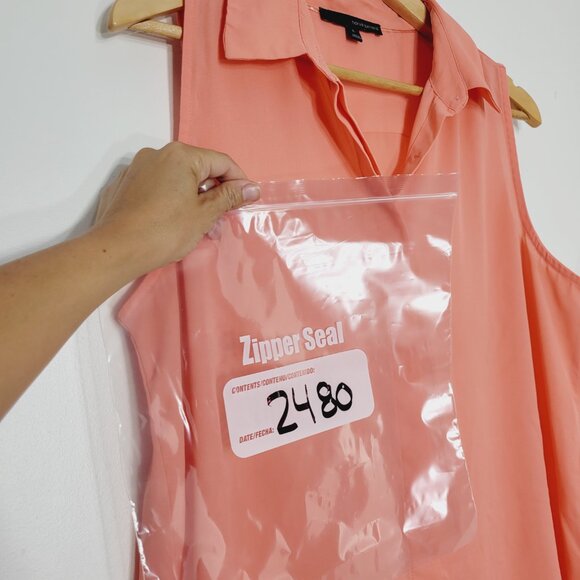 Harve Benard Women's Orange Coral Blend Sleeveless Button Down Shirt Size Large - Picture 11 of 11